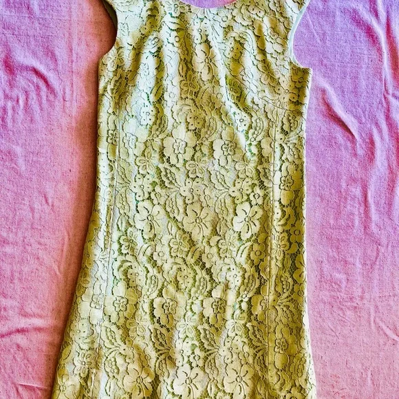 Vintage 60s Women’s 2 Piece Green Lace Dress Matching Cropped Jacket Size S/M - Picture 9 of 14